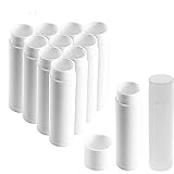 SHJOEE 66 Stück Kunststoff Lippenstifthülsen Leer Lippenstift Tubes Lippenstifthülsen zum selbst befüllen DIY Lippen Balm Tubes Container Hausgemachte Lippenbalsams Nachfüllbar mit Kappe 5g (Weiß)