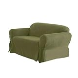 Green Living Group Chezmoi Collection Soft Micro Suede Solid Green Armchair/Arm-Chair Cover Slipcover with Elastic Band Under Seat Cushion, Sage