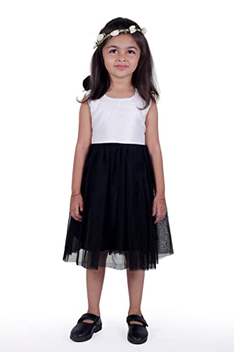 Image of TAGAS Baby-Girl's Valantino & Net Fit and Flare Standard Length Dress (KD-405-PINK-7 Pink 7 8 Years)