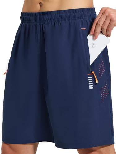 Cimic Pantalon Corto Hombre Running Transpirables Secado Rápido con Bolsillo Short Ropa Deportiva Pantalon Tenis Hombre Pantalon Gym para Baloncesto Fitness Pantalones D3030 Navy XL