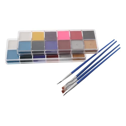 LALADEFIEE 2 Boxes Water-based Face Paint Palette Vibrant Colors Washable Body Paint for Sensitive Skin Cosplay Clown Makeup Halloween Use