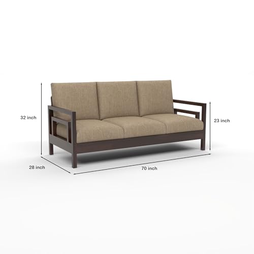 Image of Solid Sheesham Wood 5 Seater Sofa for Living Room | (3+1+1) Five Person Sofa - Stylish & Durable 5 Seater Sofa for Office & Home Furniture (Jake Walnut, 5 Seater)