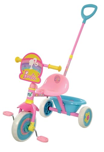 Freilauf-Dreirad aus Metall mit schwenkbarem Hintergriff und Korb für Barbie-Spiele – Bild 4