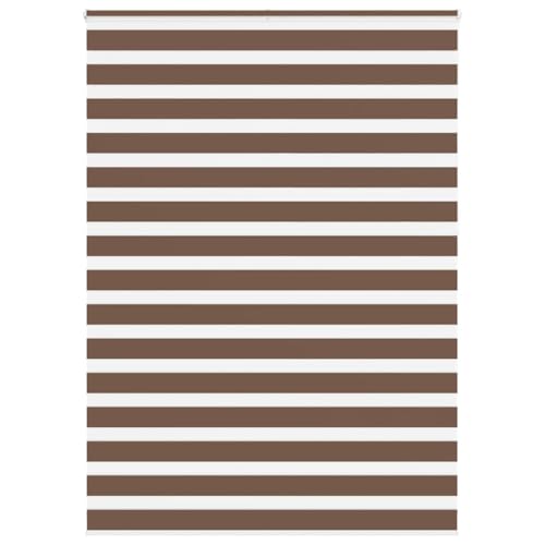 Mokuyary Cebra persiana marrón 160 x 230 cm ancho de tela 62 pulgadas poliéster día y noche cebra persiana enrollable fácil de montar para ventana y puerta