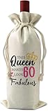 VELENTI 60th Birthday Gifts for Women - Decorative Wine Bag Gift with Witty Quote Cute Female Turning 60 Best Friend Gifts, Wife, Mom, Coworker, Sister Red, Champagne