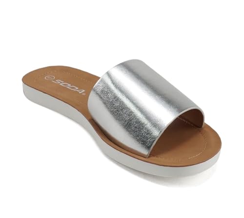 Image of Soda Shoes Efron-S Women Flip Flops Basic Plain Slippers Slip On Sandals Slides Casual Peep Toe Beach