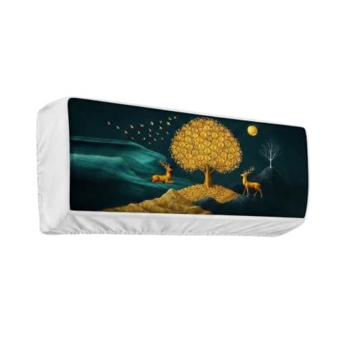 Image of Printed AC Cover for Indoor Split AC 1.5 Ton (Golden Deer New) | Air Conditioning Dust Cover, Folding Designer, 97 x 31 x 21.5cm