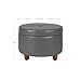 HomePop Round Leatherette Storage Ottoman with Lid, Charcoal Grey Large