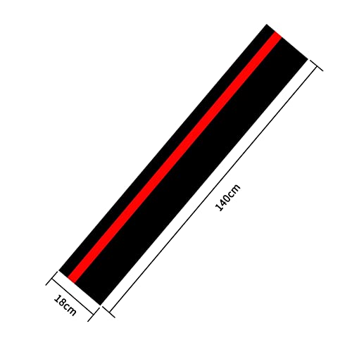 Sunjika Universal Car Hood Stripe Sticker Graphic Decal Vinyl Body Racing Front Hood Bumper Wheel Decoration Decals Car Hood Decal Long Striper Racing Accessories (Black Red) #TOP1