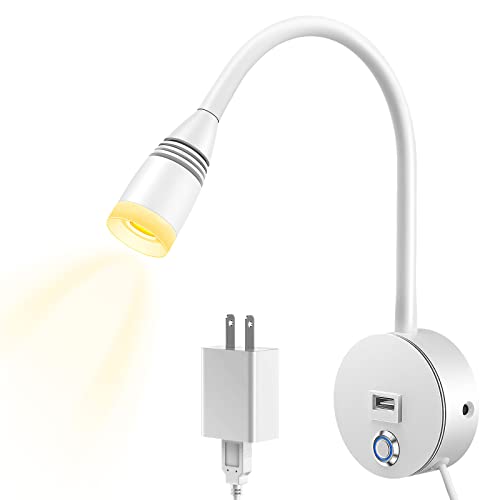 Lemonbest Wall Reading Light - 360° Adjustable Bedside Wall Lamp - Adjustable Color Temperature & Brightness Wall Sconces - Eye-Friendly Suitable For Bedrooms Studies Galleries (White) #TOP30
