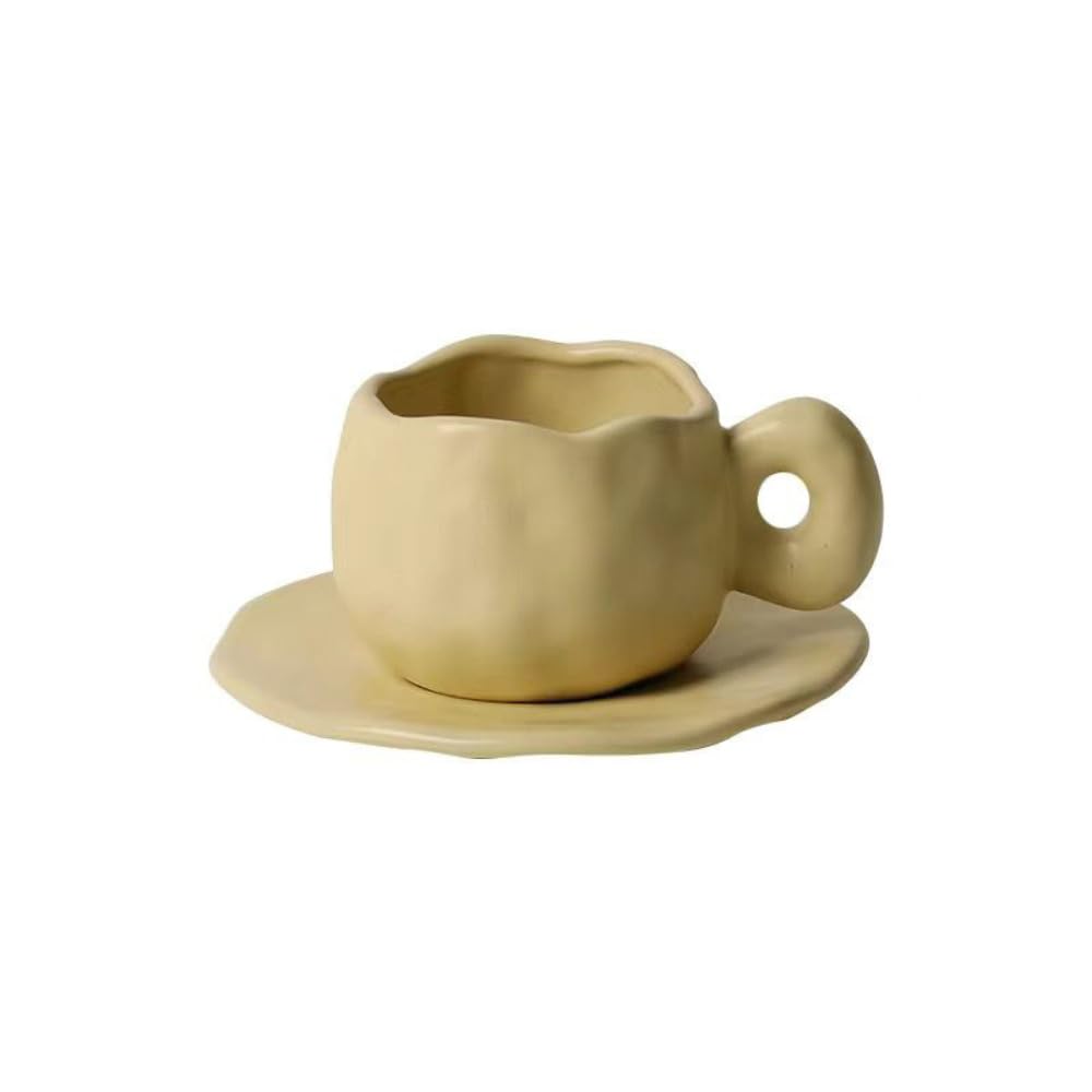 Tasse à café de 330 ml avec soucoupe en céramique design pour petit-déjeuner et bureau