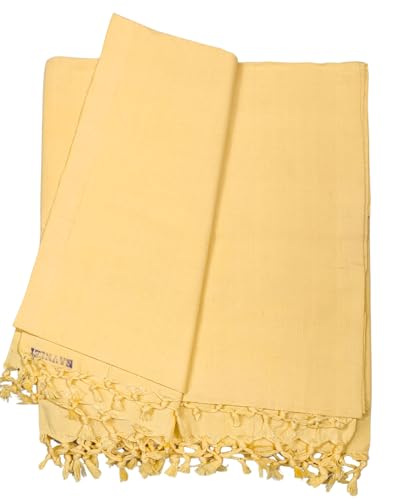Image of Arvore Bunkaar Pure Handloom 100% Soft Desi Bamboo Viscose Soft Bhagalpuri Andi Chadar /Summer Blanket /Khes /Top Sheet /AC Blanket /Odhne wali Chadar (Dull Yellow, Plain, 1, Bhagalpuri Chadar)