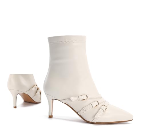 Knee High Boots for Women Strappy Buckles Stiletto Heel Pointed Toe Side Zipper Soft PU Leather Sexy Dress Long Boots and Ankle Booties2