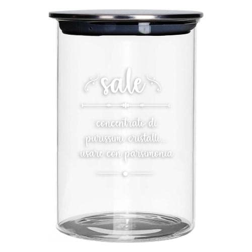 BRANDANI Barattolo Sale Metal 52608 - Moderno ed Elegante - Vasetto per Alimenti - 10 x 15 cm