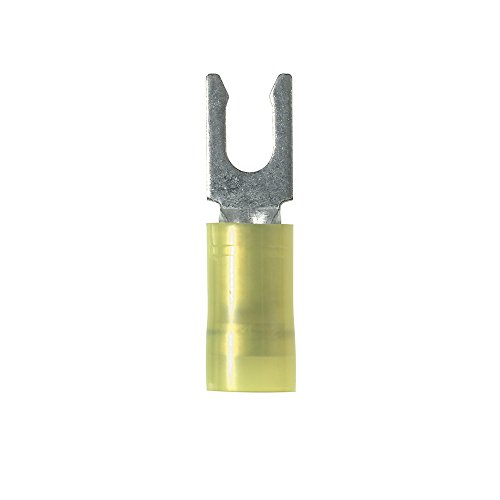 Panduit PN10-6LF-L Locking Fork Terminal, Nylon Insulated, 12 - 10 AWG, #6 Stud Size, Yellow (50-Pack)