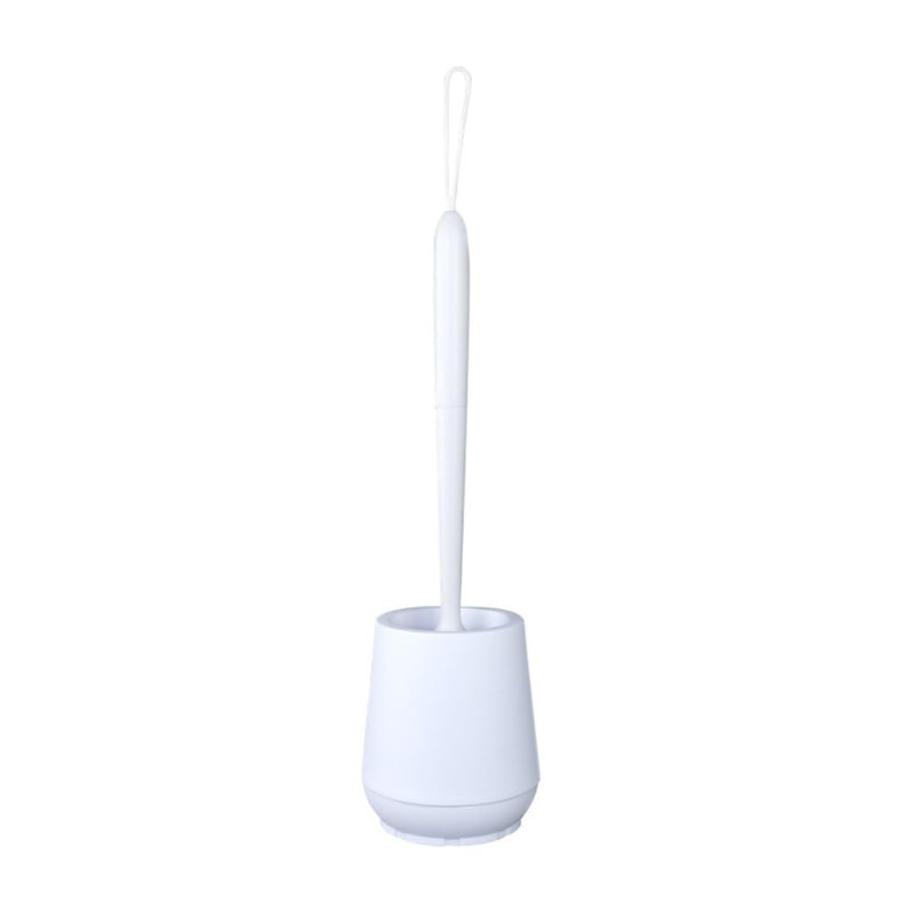 Toilet Brush Toilet Brush Set Plastic Silicone Soft Bristle Cleaning Bathroom Long Handle(White)
