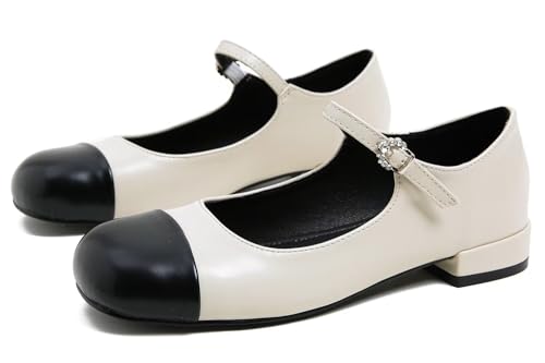 Hee grand Women Mary Jane Chunky Heels Round Toe Ankle Strap Pumps Comfortable Low Block Heel Dress Shoes School Uniform