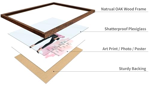 Image of Poster Master The Best Thing In Life Are Free Poster - Fashion Print - Trendy Art - Modern Art - Gift for Women & Fashionista - Funny Glamour Decor for Bedroom or Girl's Room, 8x10 Brown Framed