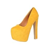  Elara Damen Pumps High Heels Chunkyrayan QM005 Yellow-40