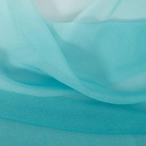 DWCN Ombre Faux Linen Sheer Curtains - Extra Wide Gradient Semi Voile Grommet Top Bedroom and Living Room Curtains, 60 x 84 Inches Long, Set of 2 Window Curtain Panels, Teal Green by DWCN - Used condition - Image 6