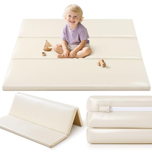 JungleDove Colchoneta de Espuma para Bebé: 121x121 cm Alfombrilla de Juego Impermeable de Cuero de PU para Niños   Alfombrillas de Juego para Bebés para el Suel (Amarillo Plegable)
