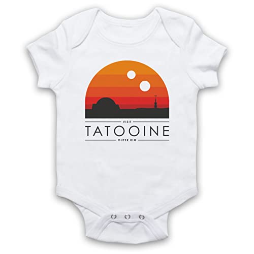 My Icon Art & Clothing Star Visit Tatooine Outer Rim Vintage Turism Poster Sci Fiction Film Pelele Bebé, Blanco, 12-18 Meses