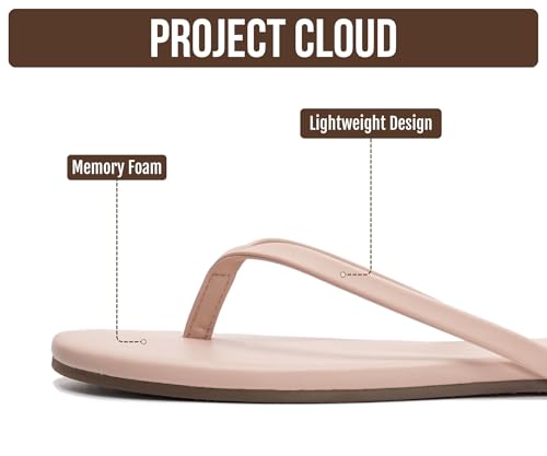 Image of Project Cloud Flip Flops for Women Footwear- Lightweight and Memory Foam Insole Sandals for Women 2026 - Durable Non-Slip Beach Essentials Flats for Women Sandals (Foundations)