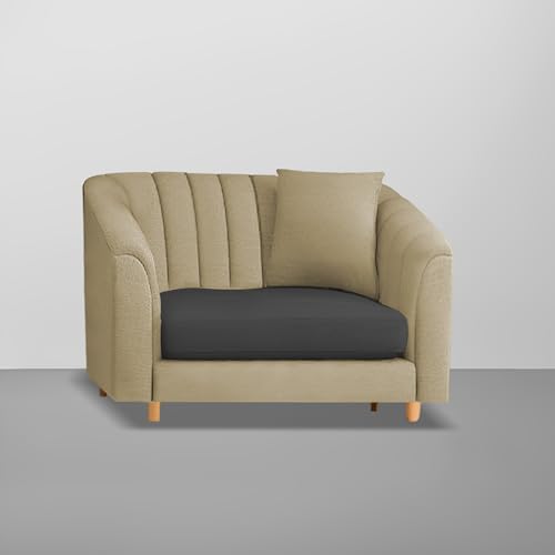 Image of Casaliving Doraldo 1 Seater Sofa Set for Living Room (Cream Black Colour) Premium Fabric Sofa