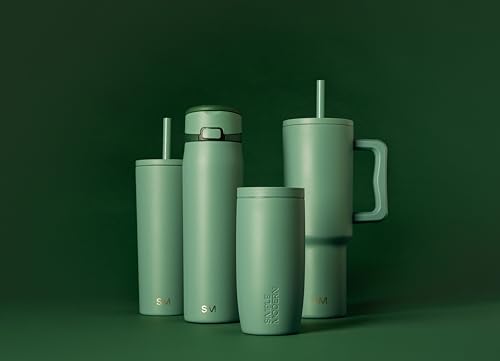 Image of Simple Modern 40 oz Trek Tumbler with Handle and Straw Lid | Cup Holder Friendly Insulated Stainless Steel Travel Mug | Basil