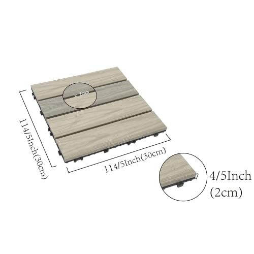 Buimpome Wood-Plastic Composite Patio Deck Tiles (3D Organic White,9 Pcs),Diy Interlocking Decking Tiles, Floor Tile,Water Resistant Indoor Outdoor, 12X12 Inch #TOP2