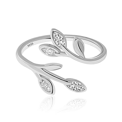 Bagues empilables pour femmes argent 925 bague fleur feuille ouverte