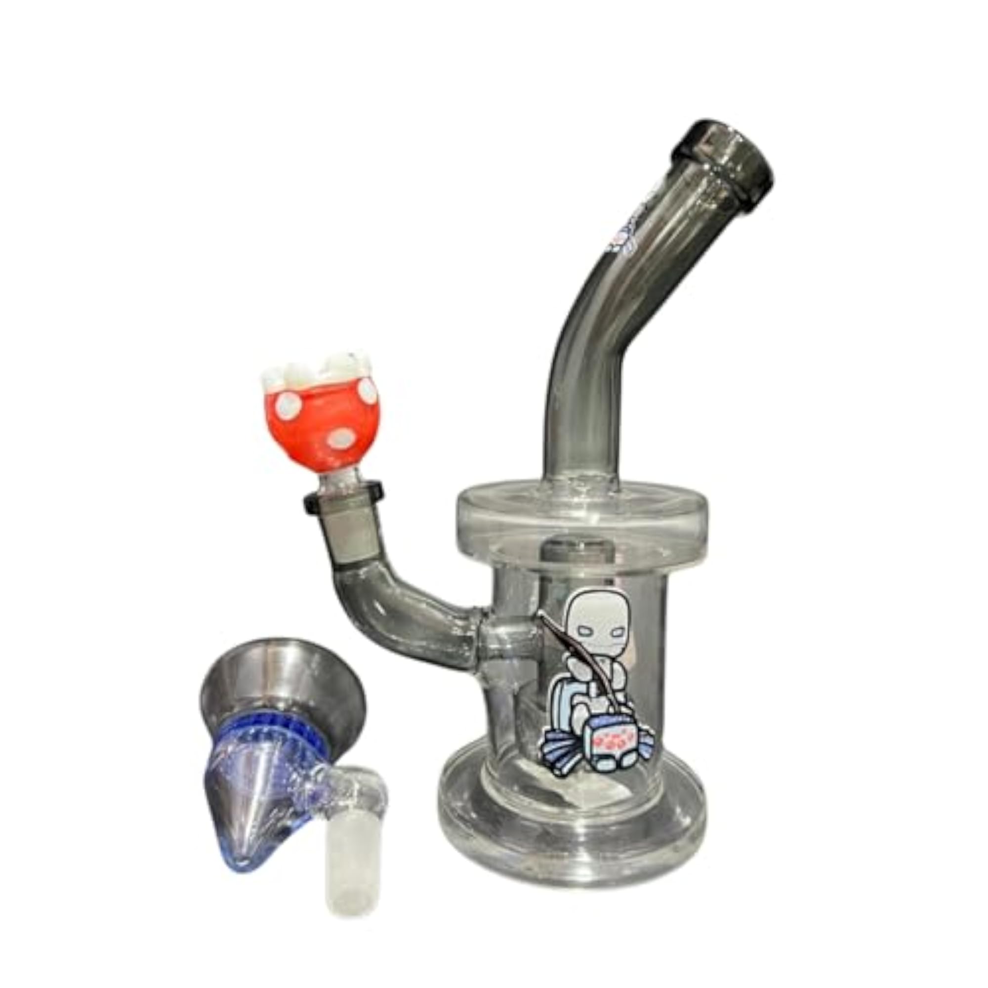 Cartoon Robot Glass Hookah with Angled Neck