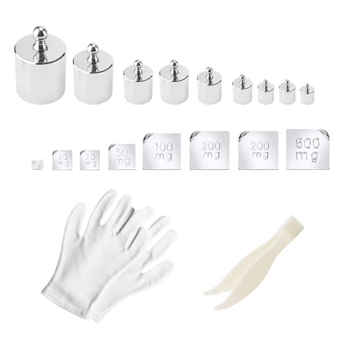 17 piezas Escala de Peso Calibración,10mg-100g Calibración Peso,pesas de calibración,Kit Pesas Calibración,Pesas CalibracióN,Viene con pinzas y guantes, apto para escuelas, laboratorios, joyería, etc.