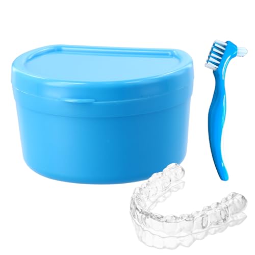 Culinavog Scatola Per La Conservazione Della Protesi, contenitore per la pulizia delle protesi, contenitori per denti con Spazzola di Pulizia per riporre protesi in ammollo