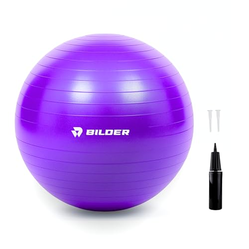 BILDER - Fitball Antiscivolo con Pompa di Gonfiaggio Inclusa, Palla Fitness Pilates Resistente e Antiscoppio per Riscaldamento, Esercizi, Ginnastica e Yoga - Attrezzi Palestra Casa e Ufficio, 65 cm