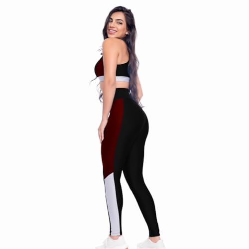 Conjunto Academia Musculação Fitness Feminino Top + Calça Esportivo Tecido Premium (Preto, M)