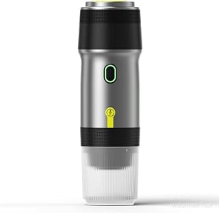 Kssiaz Macchine per Caffè Espresso Portatili, Caffettiera Espresso Elettrica con Autoriscaldamento, USB e Caricatore per Auto, Mini Caffettiera per Campeggio, Escursionismo, Viaggi, Ufficio, Argento