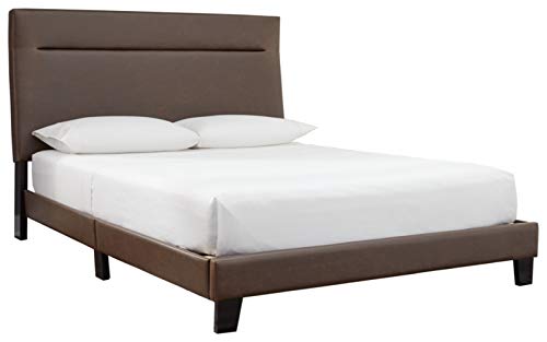 Signature Design By Ashley Adelloni Modern Upholstered Platform Bed With Adjustable Height Headboard, King, Brown #TOP1