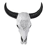 ❃ Diseño único: esta escultura de pared con cráneo de toro de resina, única en su género, aportará un toque del encanto del Salvaje Oeste a cualquier estancia. El cráneo presenta intrincados patrones y detalles que lo diferencian de otras esculturas de cráneos de toro disponibles en el mercado.