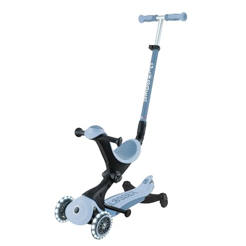 Globber - GO•UP Deluxe Lights ECO 360 - Trottinette évolutive 3 Roues avec siège et Module 360, pour Les Enfants de 15 Mois à 6 Ans, Blueberry