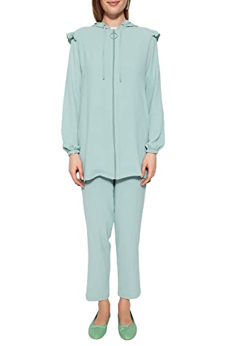 Trendyol Damen Zweiteiliges Set-Grün-Relaxed Hemd, Mint, UK 16