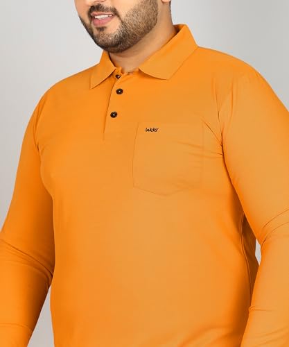 Image of INKKR Plus Size Men's Solid Polo Neck Full Sleeve T-Shirts