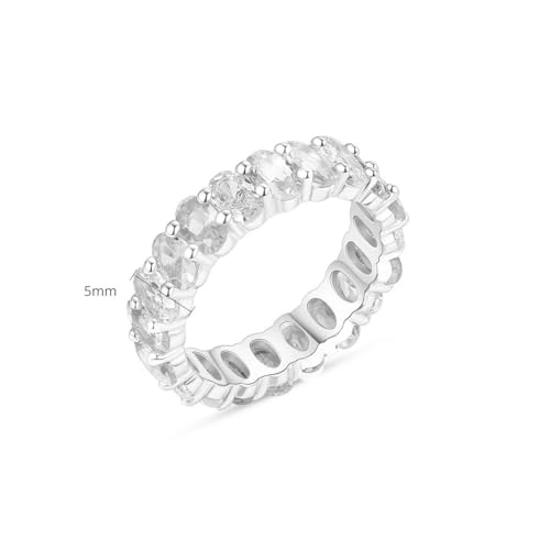 Colorful Oval Moissanite Eternity Band in 14K Gold, Rainbow Wedding Ring for Women, Gift for Engagement, Size 6-92