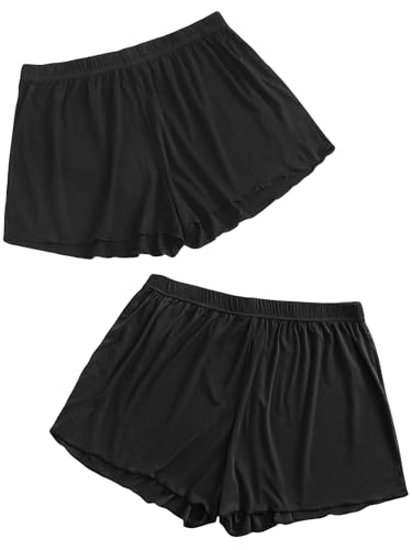 Floerns Women's Plus Size Solid Pajama Shorts 2 Pack Soft Lounge Sleep Shorts