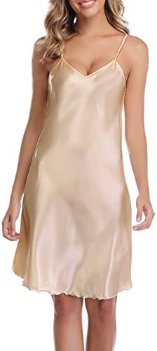 Vlazom Women Sexy Lingerie Satin Nightgown Silk Chemise Mini Slip...