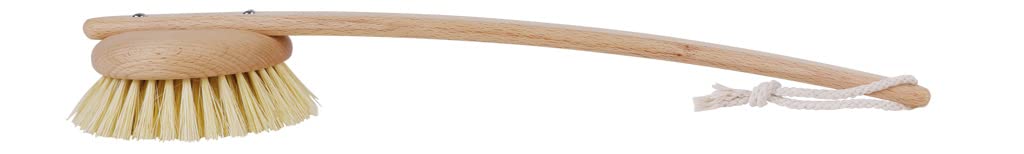 Redecker 100 % Made in Germany runde Tampico-Faser-Badebürste mit extra langem geöltem Buchenholzgriff, 46,7 cm