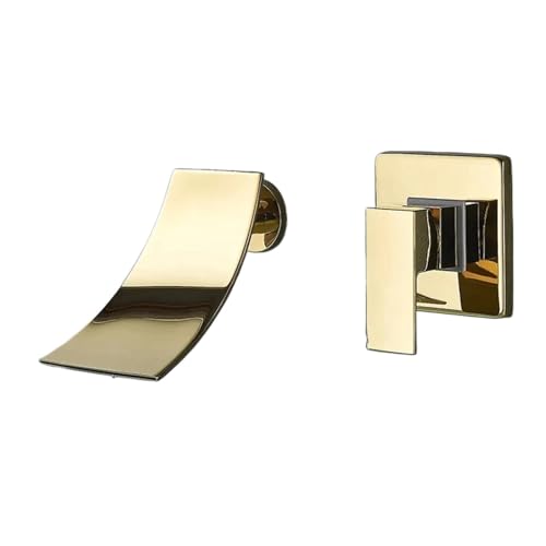 YDYAENIO Robinet de Salle de Bain Cascade encastré Mural, mitigeur de lavabo à Levier Unique, robinets de lavabo dorés/Noirs pour Le Bain(Color1)