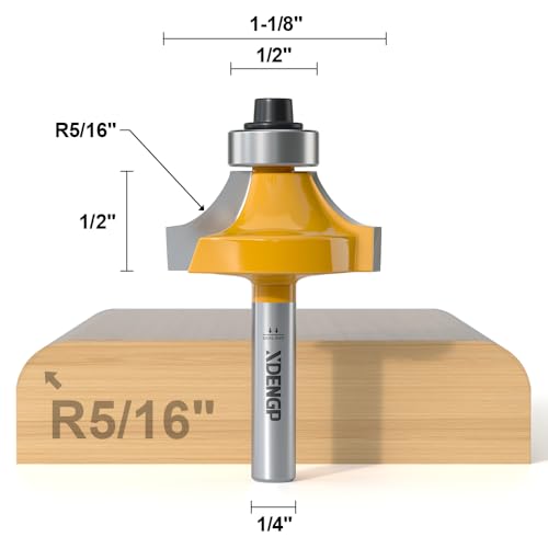 Image of Roundover Router Bit 1 /4 Shank, 5 /16 inch Radius Round Over Router Bits, Router Bits Round Over for Edging Forming Rounding Woodworking Cutter