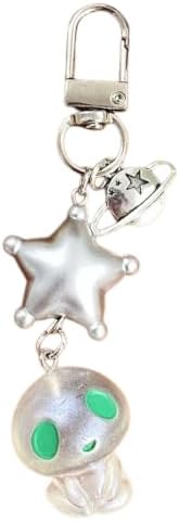 jklymm Trendy Small Planet Alien Doll Keyring Glow in Dark Phone Charm Strap Keychain Pendant Cute Fun Present for Girls Fluorescent Keychain