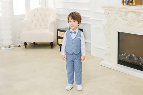 Image of Baby Boys' 4-Piece Vest Set with Dress Shirt, Vest, Pants, and Tie